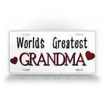 Cute White License Plate Words Greatest Grandma Hearts Auto Tag