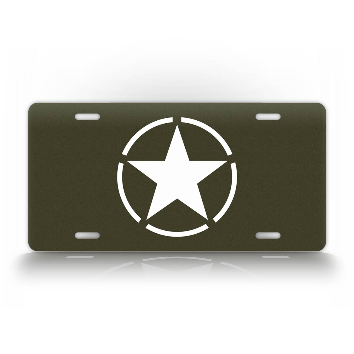 WWII Invasion Star OD Green License Plate 