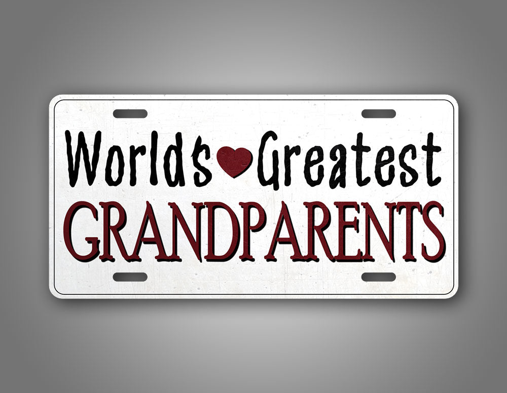 Worlds Greatest Grandma and Grandpa Cute License Plate 