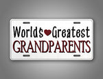 Worlds Greatest Grandma and Grandpa Cute License Plate 