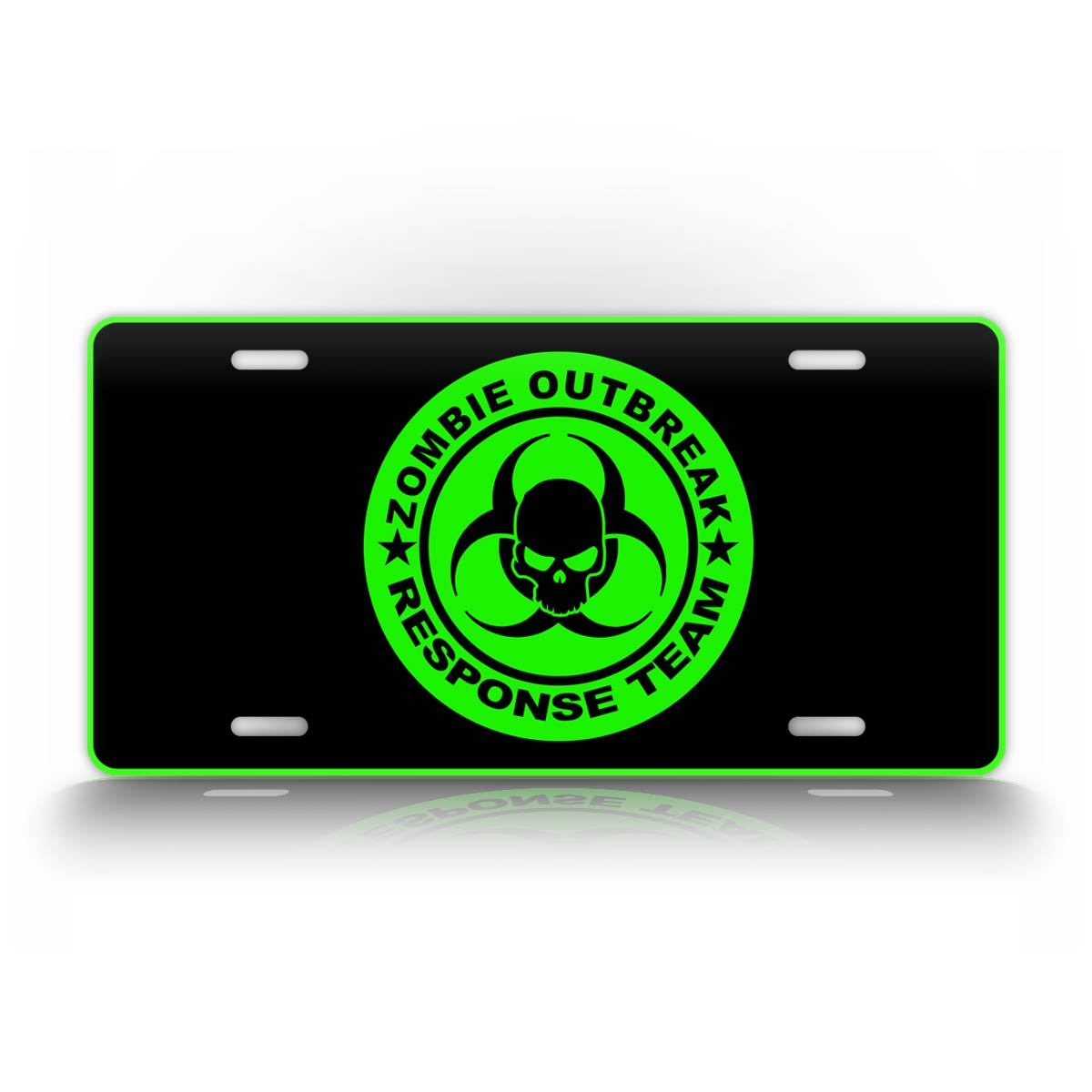 Neon Green Zombie Outbreak Response Team License Plate 