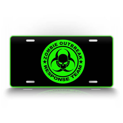 Neon Green Zombie Outbreak Response Team License Plate 